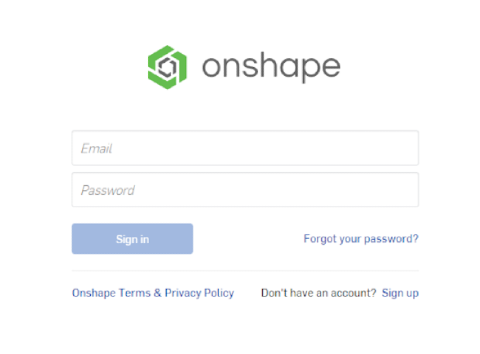 Onshape Login Window